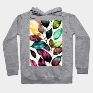 Watercolor colors leaves pattern Hoodie